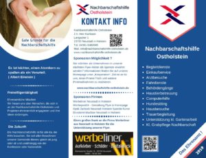 Erste Seite: Informationsflyer – Nachbarschaftshilfe Ostholstein