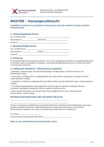 Erste Seite: Muster-Vorsorgevollmacht – Nachbarschaftshilfe Ostholstein